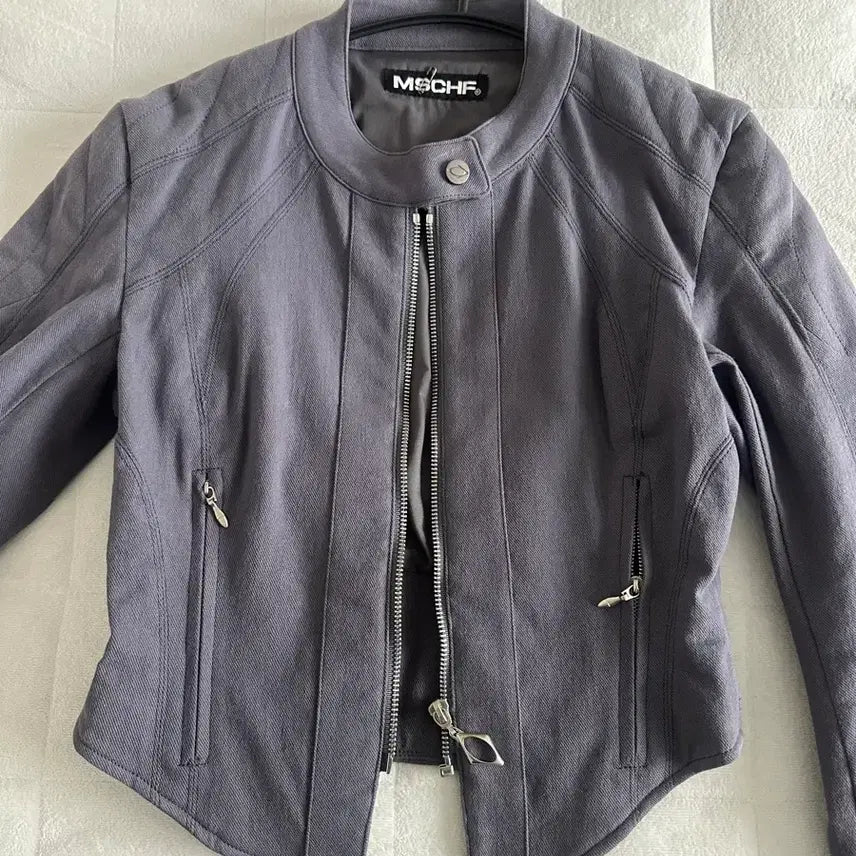 [BUNJANG] MISCHIEF Cotton Biker Jacket / 미스치프 COTTON BIKER JAKET 퍼플 그레이