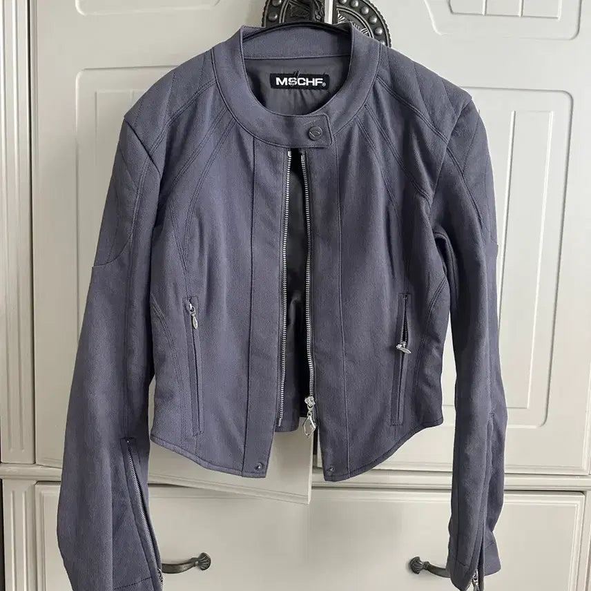 [BUNJANG] MISCHIEF Cotton Biker Jacket / 미스치프 COTTON BIKER JAKET 퍼플 그레이