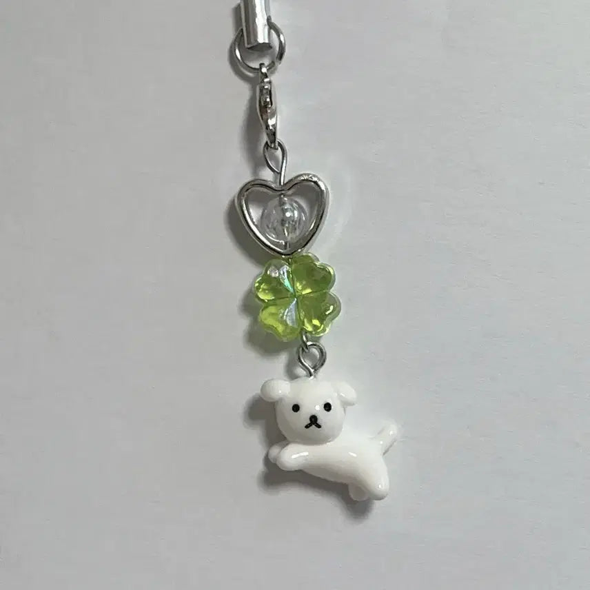[BUNJANG] Handmade Clover Puppy Keychain / 귀여운 강아지 클로버 키링