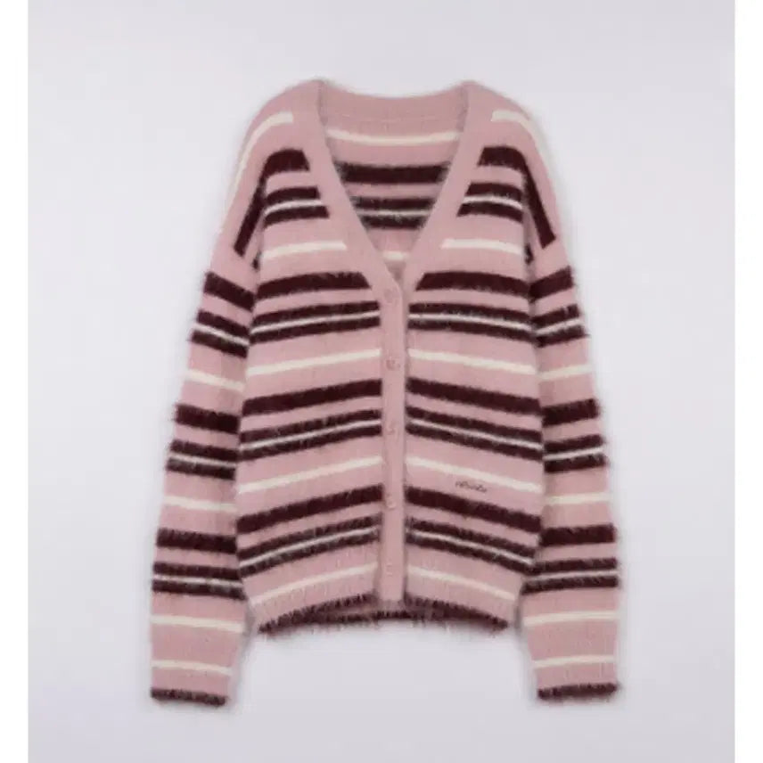 [BUNJANG] Rola Rola Fluffy Stripe Cardigan / 로라로라 플러피 스트라이프 가디건