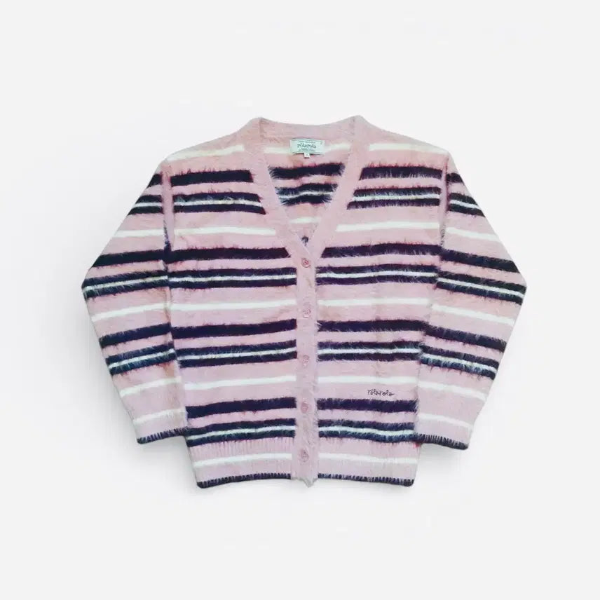 [BUNJANG] Rola Rola Fluffy Stripe Cardigan / 로라로라 플러피 스트라이프 가디건