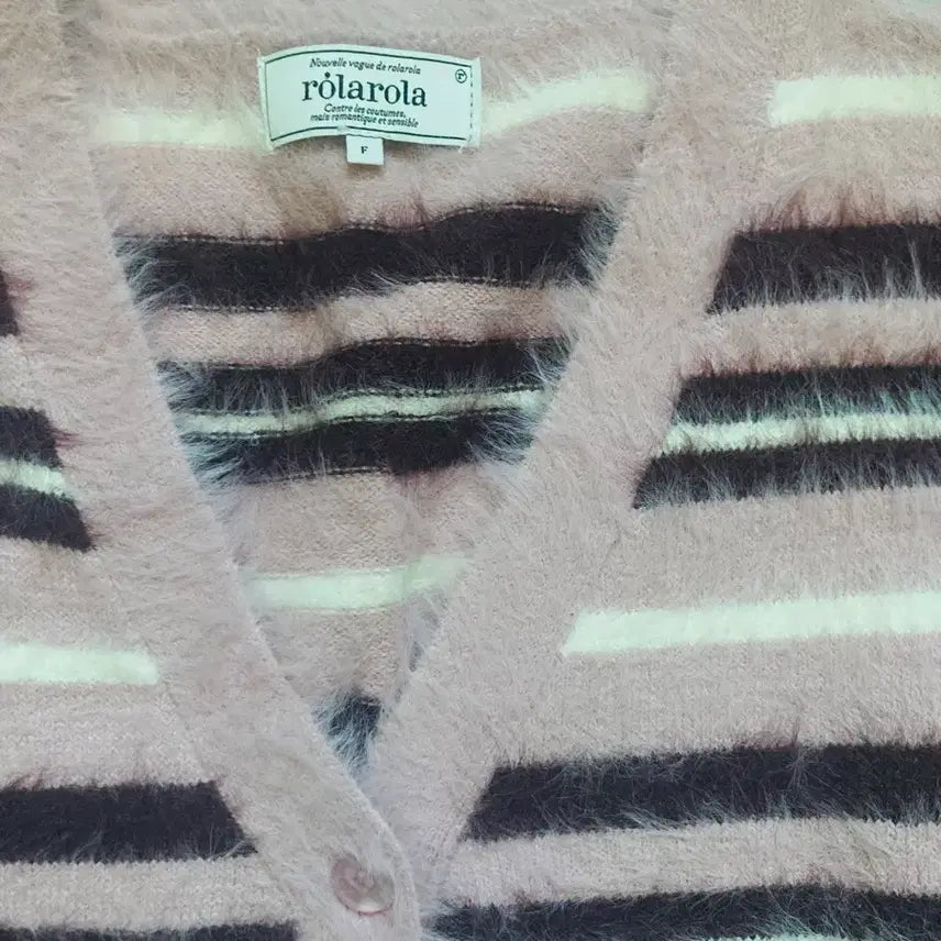 [BUNJANG] Rola Rola Fluffy Stripe Cardigan / 로라로라 플러피 스트라이프 가디건
