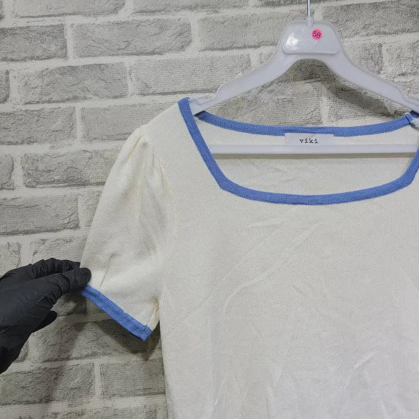 [BUNJANG] Square Neck Short Sleeve T-Shirt - Size 55 / ㄹ58 스퀘어 반팔 55