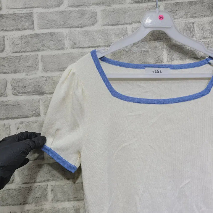 [BUNJANG] Square Neck Short Sleeve T-Shirt - Size 55 / ㄹ58 스퀘어 반팔 55