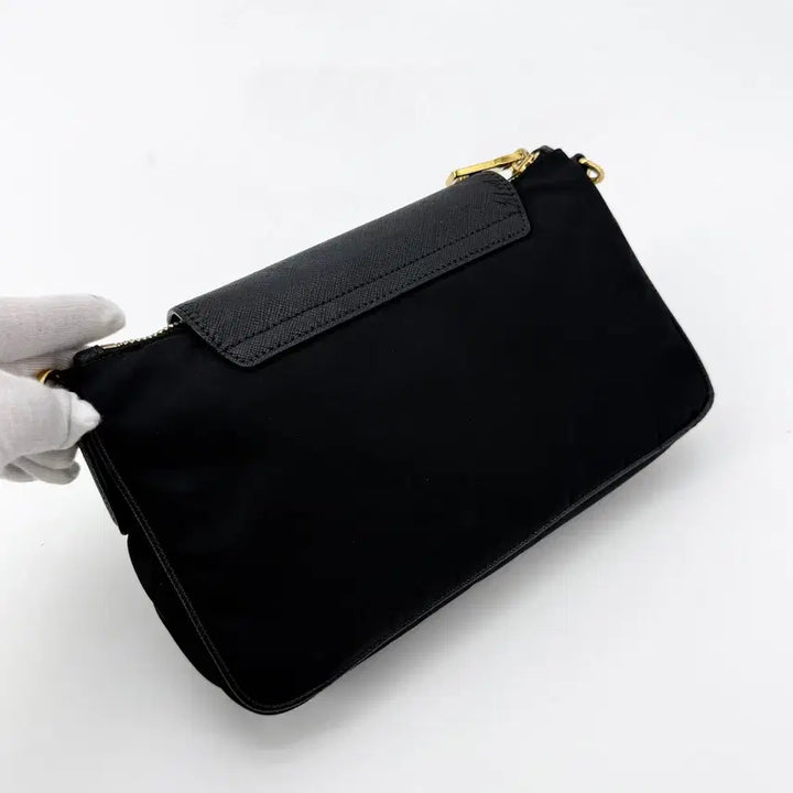 [BUNJANG] Prada Saffiano Tessuto Triangle Logo Chain Crossbody Bag / 프라다 사피아노 테수토 삼각로고 체인 크로스백 1bh085