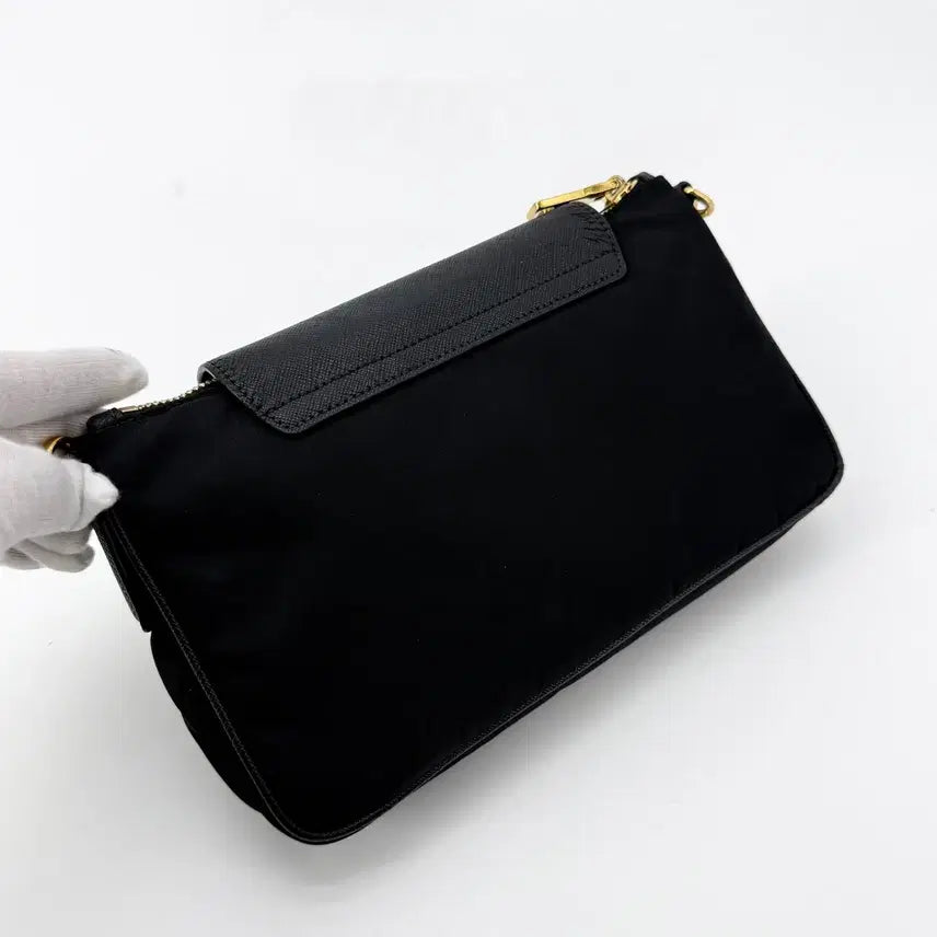 [BUNJANG] Prada Saffiano Tessuto Triangle Logo Chain Crossbody Bag / 프라다 사피아노 테수토 삼각로고 체인 크로스백 1bh085