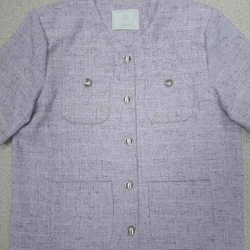 [BUNJANG] Attrangs Women's Tweed Jacket - Lavender / (F)아뜨랑스 여성 트위드 자켓 반팔 봄여름 하객룩