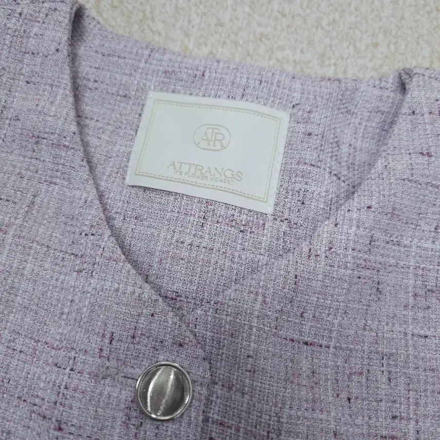 [BUNJANG] Attrangs Women's Tweed Jacket - Lavender / (F)아뜨랑스 여성 트위드 자켓 반팔 봄여름 하객룩