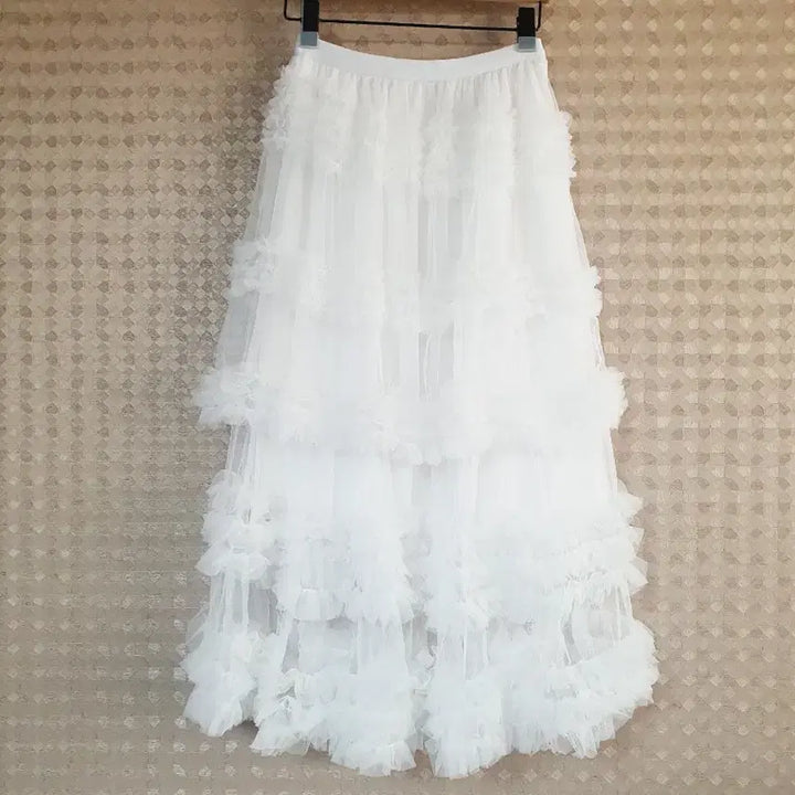 [BUNJANG] White Tulle Long Skirt / 화이트 캉캉 튤망사 샤프릴롱스커트 발레 플라멩고탱고오디션 히메갸루 페어리
