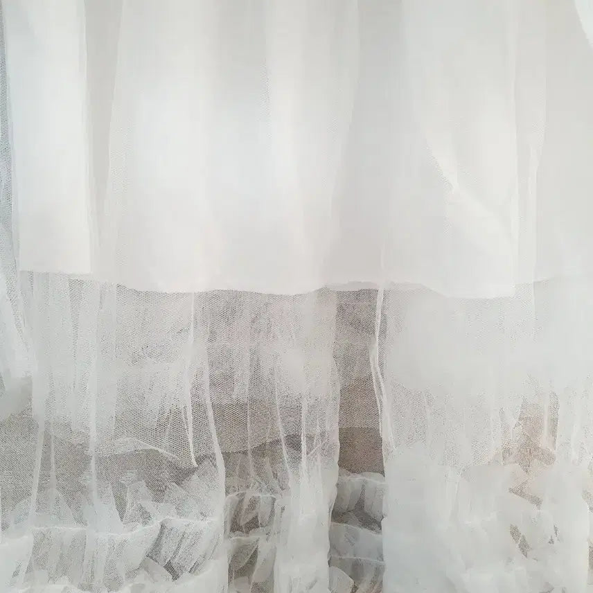 [BUNJANG] White Tulle Long Skirt / 화이트 캉캉 튤망사 샤프릴롱스커트 발레 플라멩고탱고오디션 히메갸루 페어리