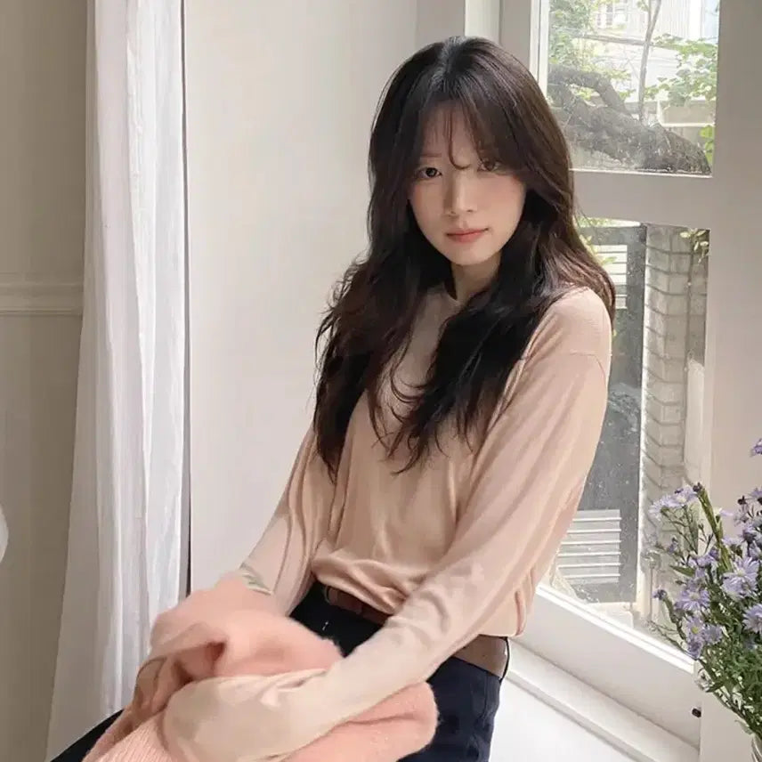 [BUNJANG] Pink Semi-sheer Basic Inner Tee / 핑크 여리 세미 이너 기본티