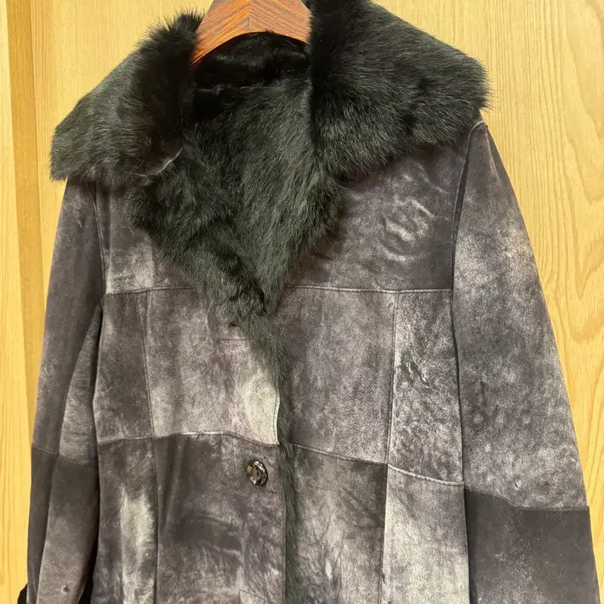 [BUNJANG] Vintage Rabbit Fur Trimmed Mustang Coat L Size / 빈티지퍼롱무스탕 퍼트리밍무스탕코트L