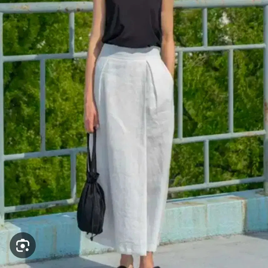 [BUNJANG] Uanoia Black Linen Wide Long Slacks / 유노이아 블랙 린넨 와이드 롱 슬랙스