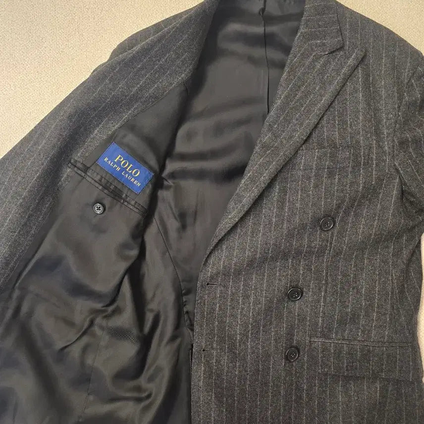 [BUNJANG] Polo Ralph Lauren Italian Striped Double-Breasted Jacket / [이태리제] 폴로 랄프로렌 스트라이프 더블 브레스티드 자켓 (38S)