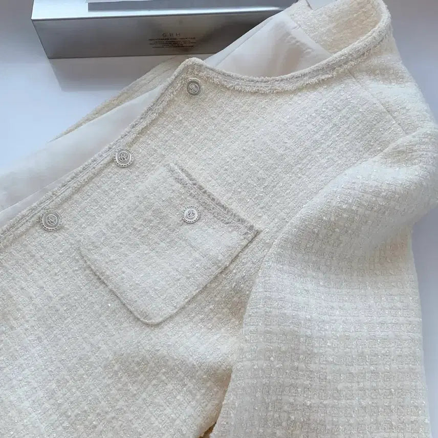 [BUNJANG] Levei Coco Tweed Jacket - Milk Cream / 르브아 코코 트위드 자켓_밀크크림