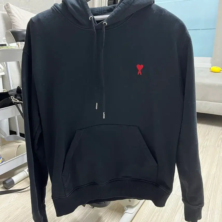 [BUNJANG] AMI Black Hoodie L / AMI 아미 블랙 후드 L