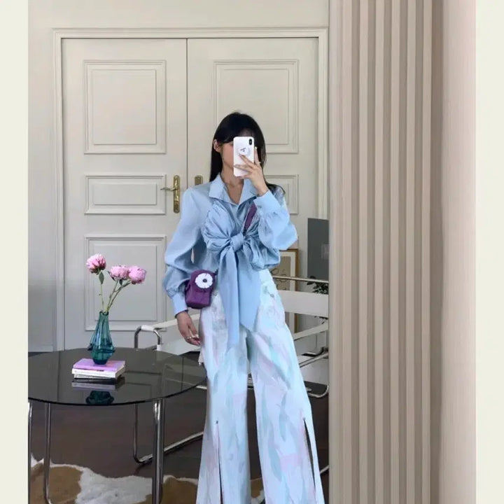 [SOLD OUT] 새상품 서쿠키 큐브라 리본 블라우스