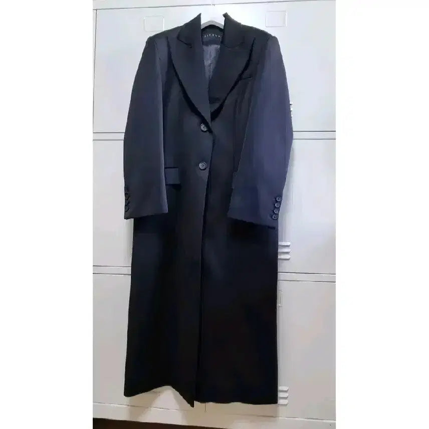 [BUNJANG] EITHER Single Breasted Long Jacket Coat - Black, M / EITHER 이더 싱글 브레스티드 롱 자켓 코트 - 블랙, M