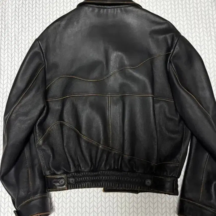 [BUNJANG] stu Curved Leather Jacket Black M / stu 커브드 레더자켓 블랙