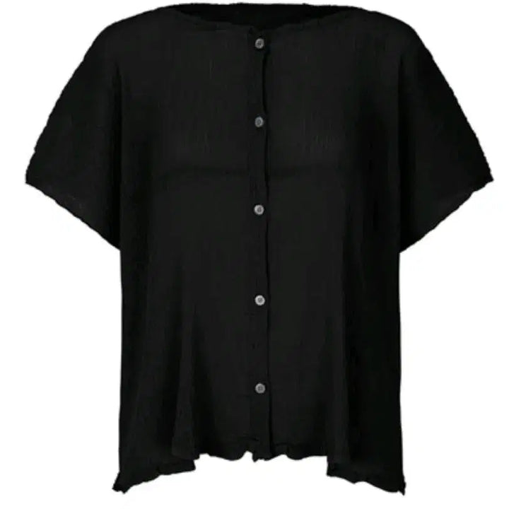 [BUNJANG] Issey Miyake Sheer Crepe Top Black / 미 이세이미야케 시스루크레페 탑 블랙