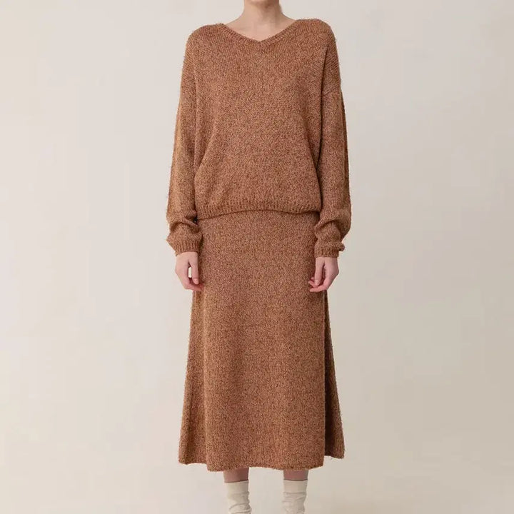 [BUNJANG] Kinder Salmon A-Line Knit Skirt / 킨더살몬 부클 A라인 니트 스커트