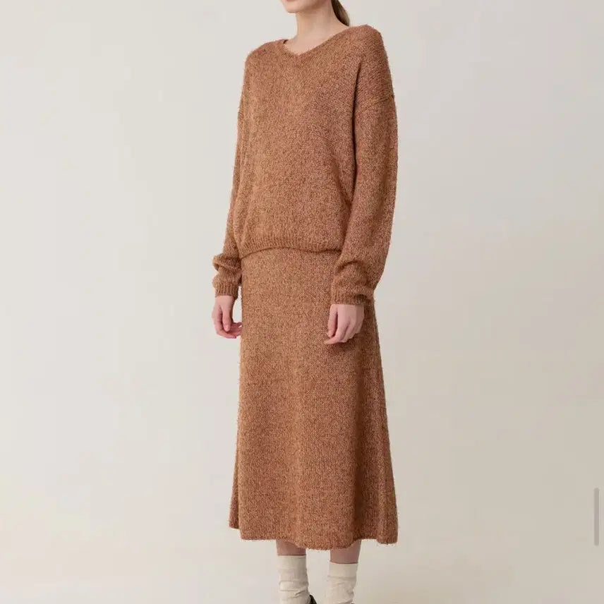 [BUNJANG] Kinder Salmon A-Line Knit Skirt / 킨더살몬 부클 A라인 니트 스커트