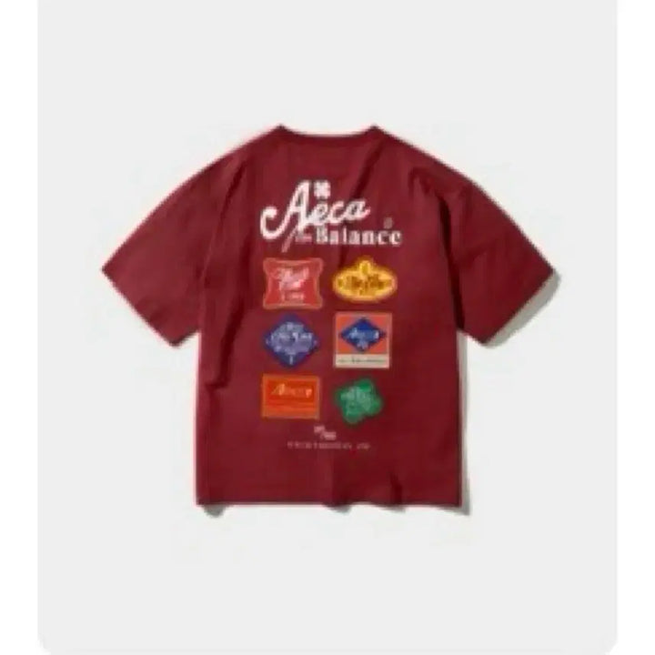 [BUNJANG] A:CODE White Burgundy T-shirt / (S) 에이카화이트 반팔티 버건디