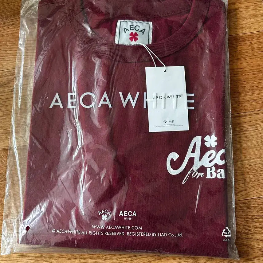[BUNJANG] A:CODE White Burgundy T-shirt / (S) 에이카화이트 반팔티 버건디