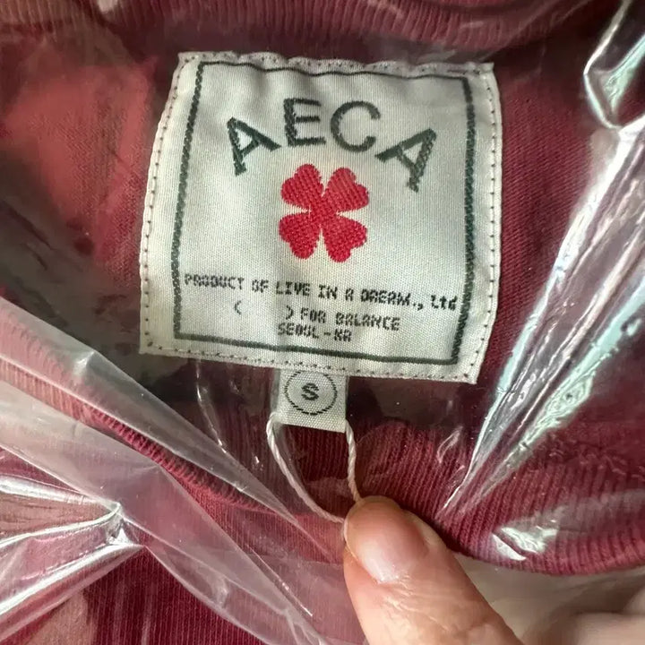 [BUNJANG] A:CODE White Burgundy T-shirt / (S) 에이카화이트 반팔티 버건디