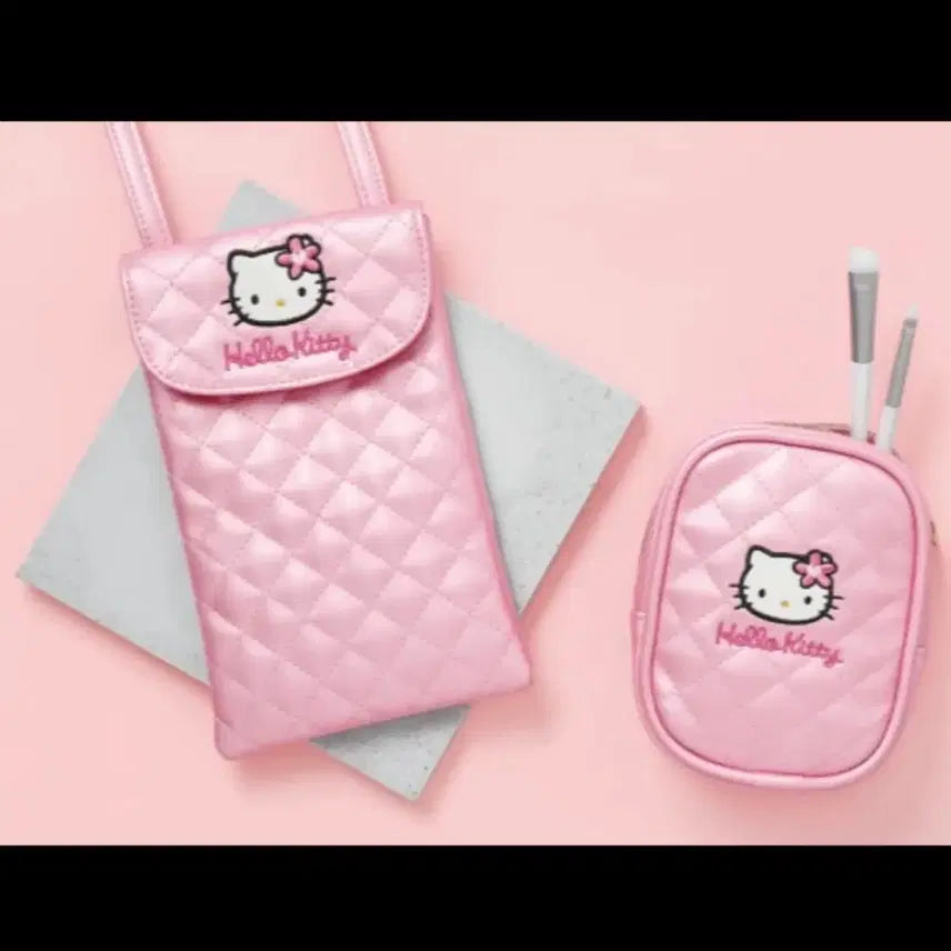 [BUNJANG] Kitty Quilted Mini Crossbody Pouch Set / 키티 퀼팅 시리즈 미니 크로스백 파우치 세트