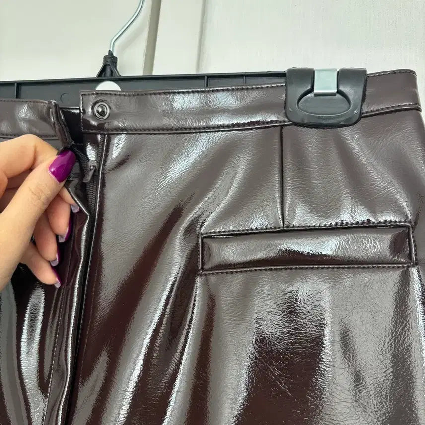 [BUNJANG] Egoist Enamel Eco-Leather Skirt M / 에고이스트 에나멜 에코레더 가죽 스커트 M