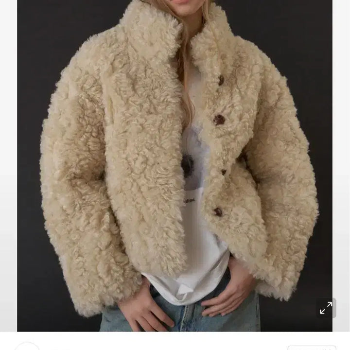 [BUNJANG] Headmanth Isabel Curly Fur Jacket Oatmeal / (마지막특가)헤더먼트 이자벨 컬리 퍼 자켓 오트밀크