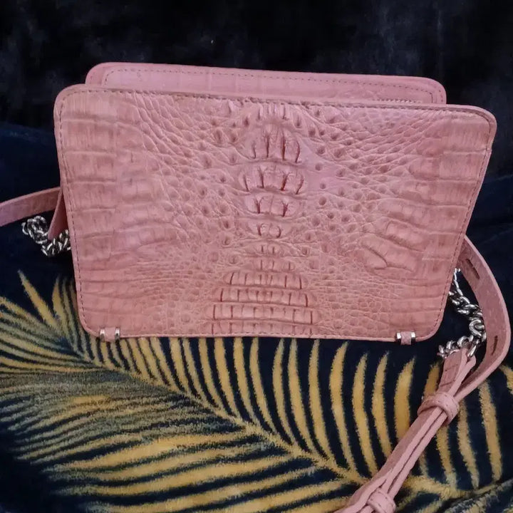 [BUNJANG] Jalmoyi Pink Crocodile Handbag / 잘모이 핑크 리얼 악어백