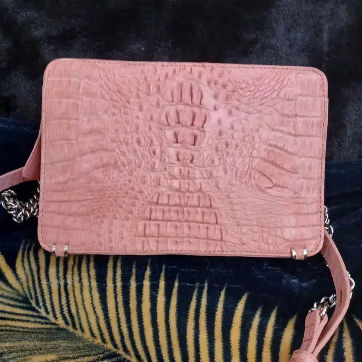 [BUNJANG] Jalmoi Pink Real Crocodile Crossbody Bag / 잘모이 핑크 리얼 악어백