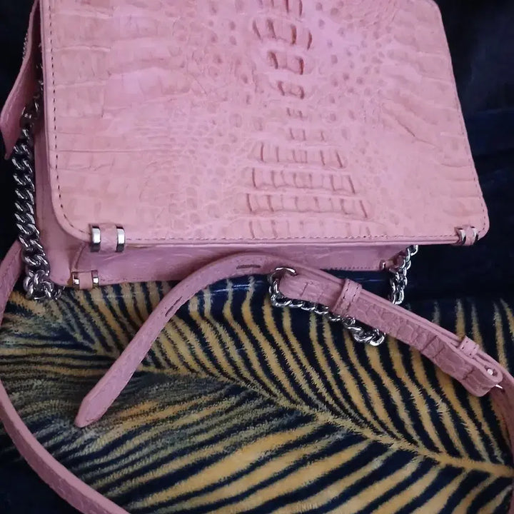 [BUNJANG] Jalmoyi Pink Crocodile Handbag / 잘모이 핑크 리얼 악어백