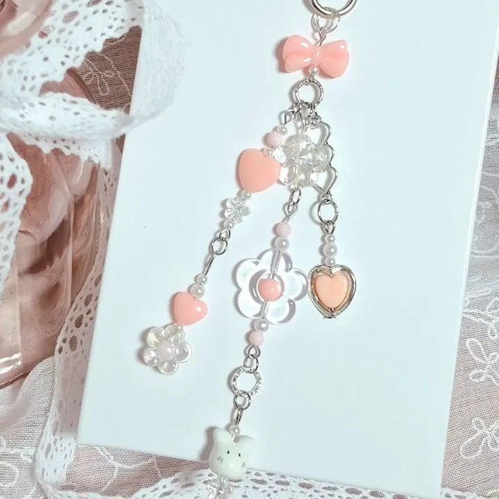 [BUNJANG] Kitsch Y2K Beaded Keychain / 키치 Y2K 비즈 키링(핑크, 코랄)