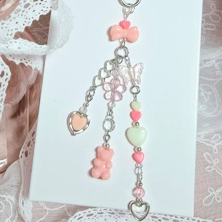 [BUNJANG] Kitsch Y2K Beaded Keychain / 키치 Y2K 비즈 키링(핑크, 코랄)