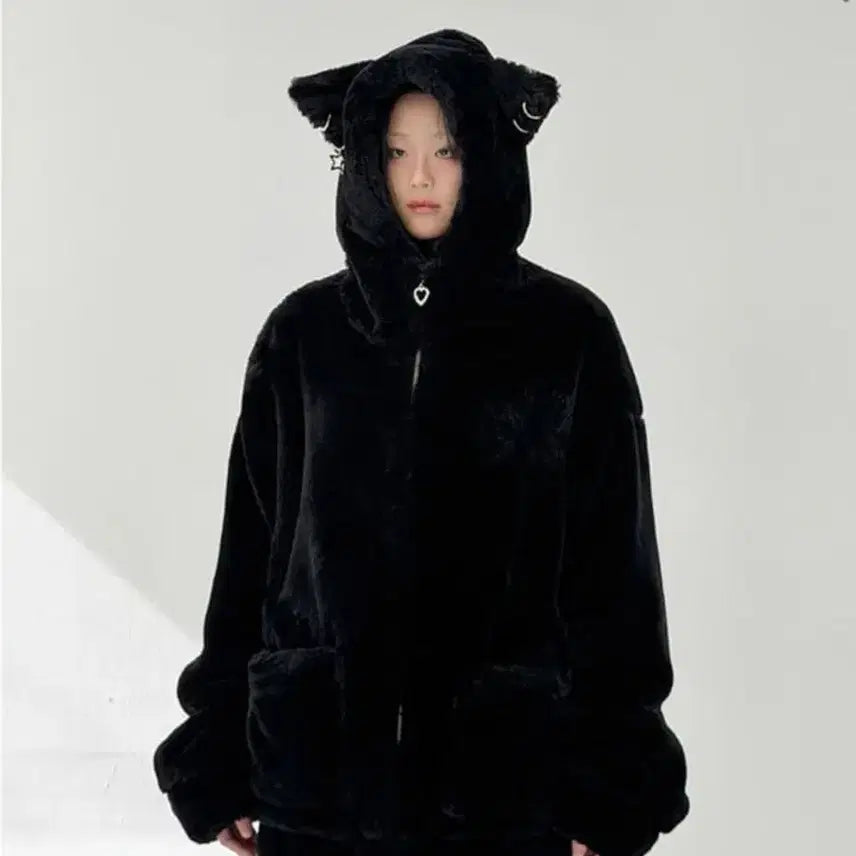 [BUNJANG] CLOT Studio Cat Fur Jacket Black / 클럿스튜디오 캣 고양이퍼자켓 블랙