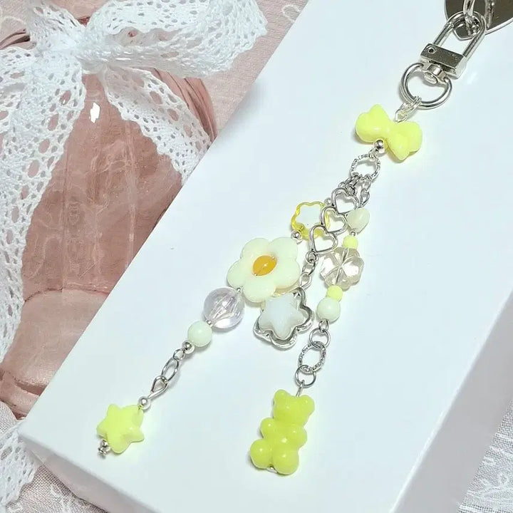 [BUNJANG] Kitsch Y2K Beaded Keyring / 키치 Y2K 비즈 키링(노랑, 민트)