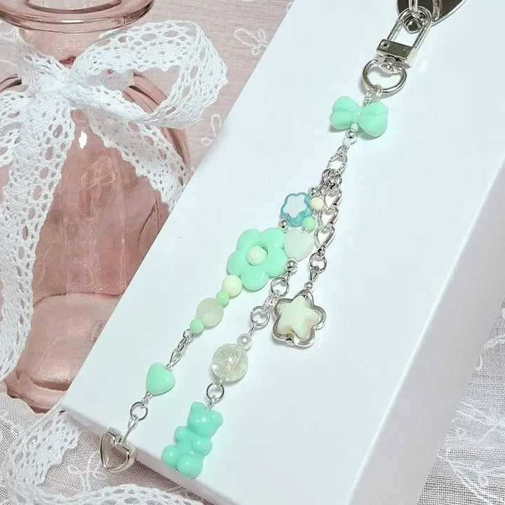 [BUNJANG] Kitsch Y2K Beaded Keyring / 키치 Y2K 비즈 키링(노랑, 민트)