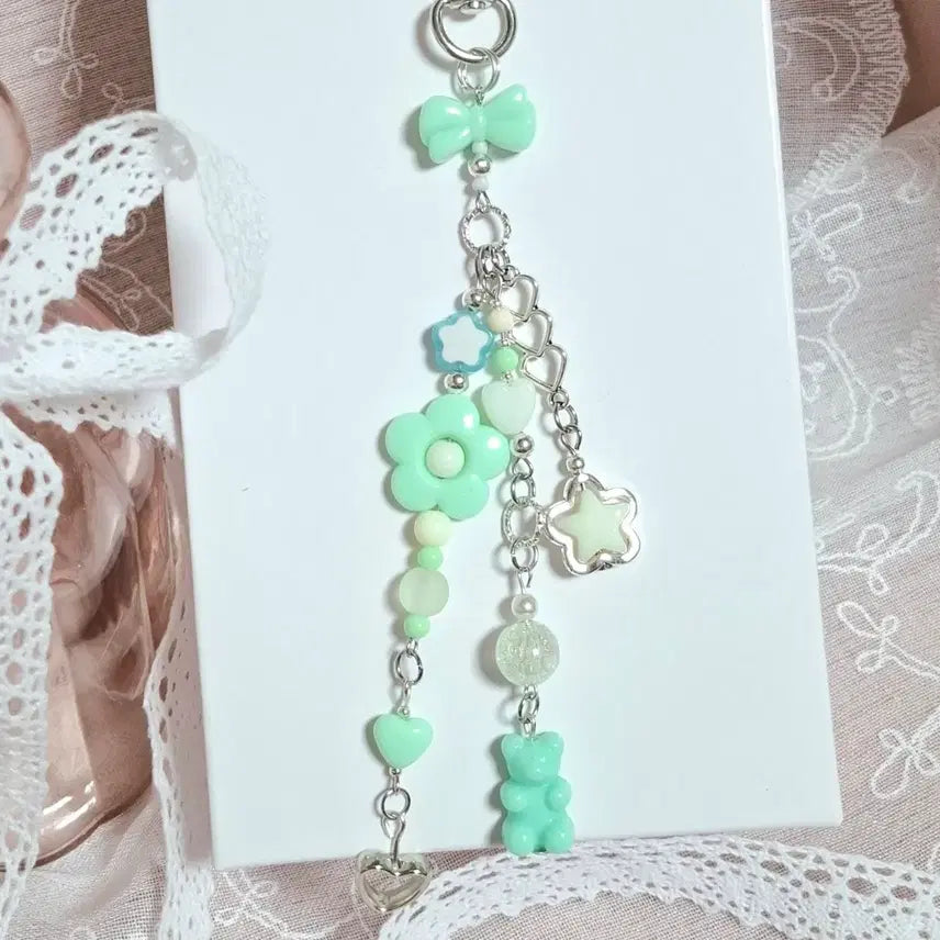 [BUNJANG] Kitsch Y2K Beaded Keyring / 키치 Y2K 비즈 키링(노랑, 민트)