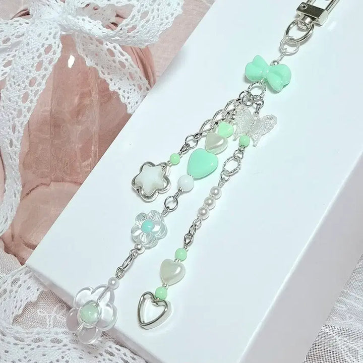 [BUNJANG] Kitsch Y2K Beaded Keyring / 키치 Y2K 비즈 키링(노랑, 민트)