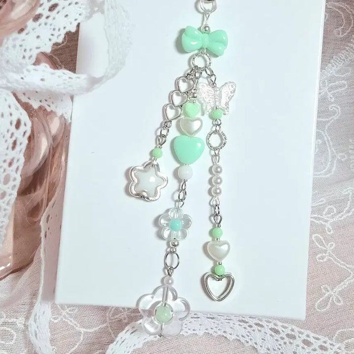 [BUNJANG] Kitsch Y2K Beaded Keyring / 키치 Y2K 비즈 키링(노랑, 민트)