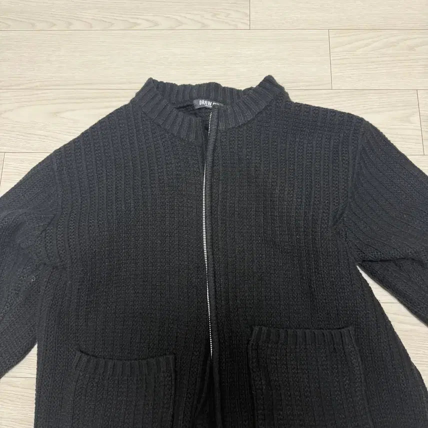 [BUNJANG] Drawfit Constant Bulky Round Zip-up Knit Black M Size / 드로우핏 콘스탄트 벌키 라운드 집업 니트 블랙 M사이즈