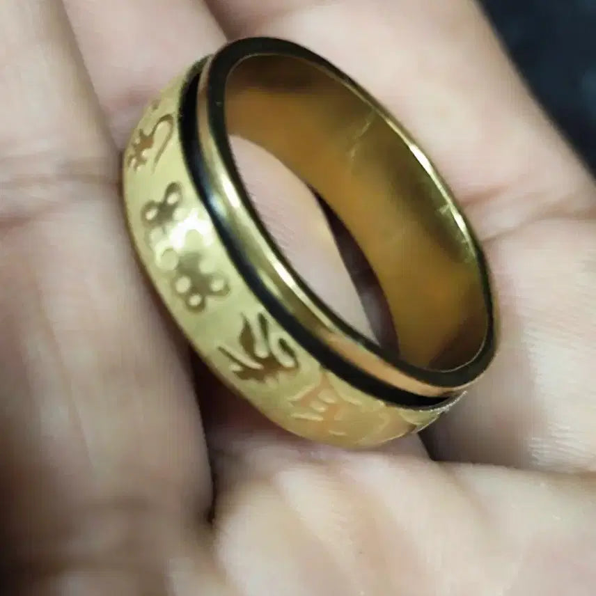 [BUNJANG] Gold 20mm Mandarava Six-Syllable Mantra Ring / 골드 색상 20mm20호 만다리 6자진언 반지