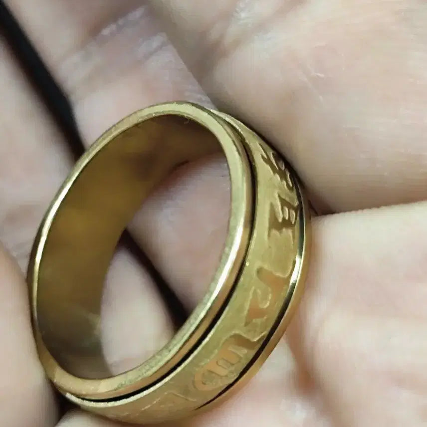 [BUNJANG] Gold 20mm Mandarava Six-Syllable Mantra Ring / 골드 색상 20mm20호 만다리 6자진언 반지