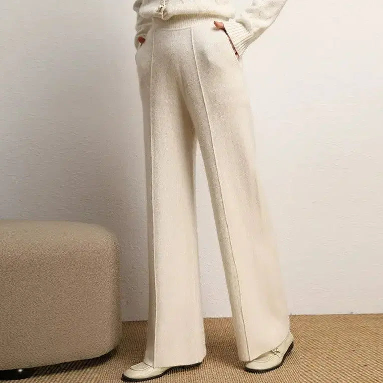 [SOLD OUT] [새상품] 고급 캐시미어 울 니트 바지 밴딩 와이드 팬츠