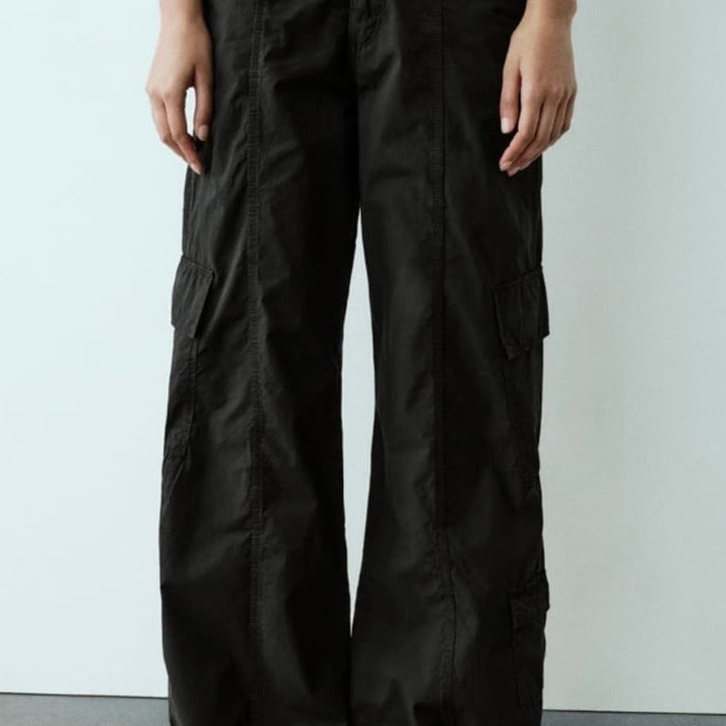 [BUNJANG] Zara Wide Parachute Pants Black / 자라 파라슈트 와이드 팬츠 블랙