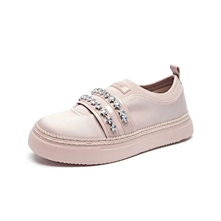 [BUNJANG] Suecomma Bonnie Line Stone Embellished Sneakers / 슈콤마보니  라인  스타 스톤 장식 스니커즈 핑크/네이비