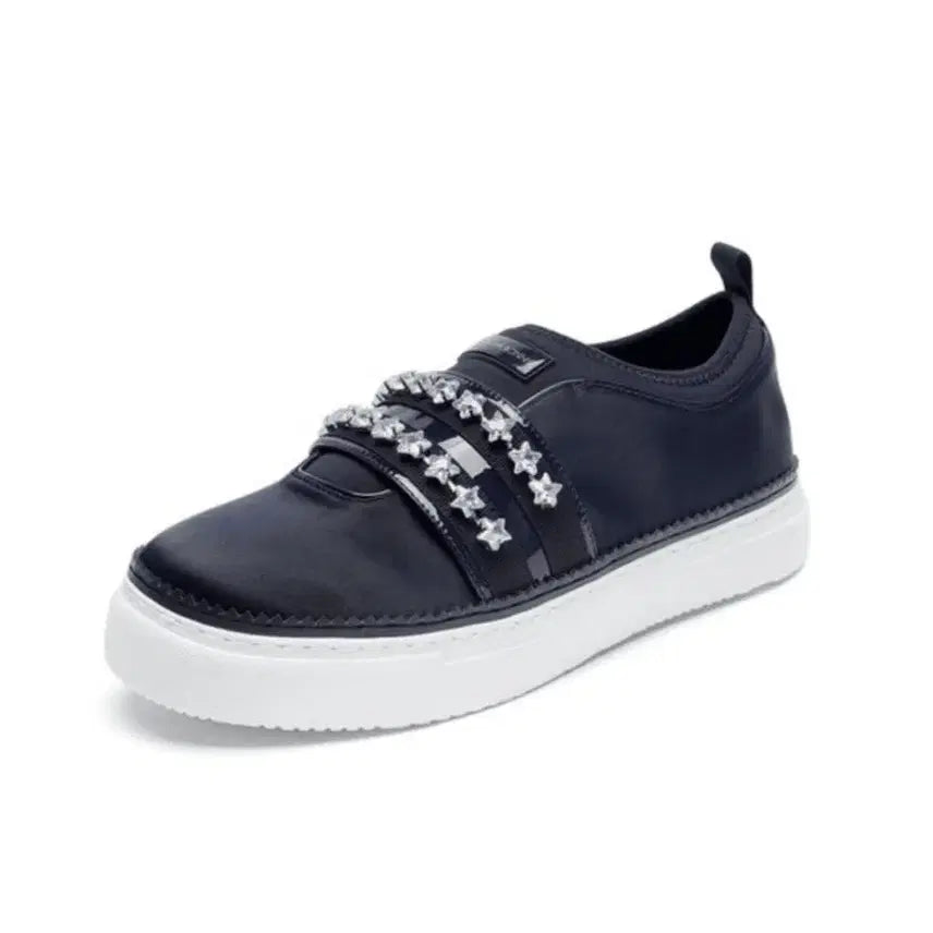 [BUNJANG] Suecomma Bonnie Line Stone Embellished Sneakers / 슈콤마보니  라인  스타 스톤 장식 스니커즈 핑크/네이비